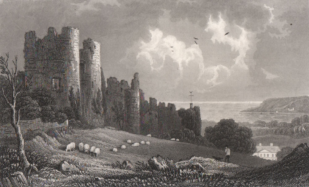 Penrice Castle, Glamorganshire, Wales, by Henry Gastineau 1835 old print
